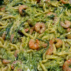 trofie al pesto e gamberetti